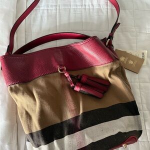 Burberry Red and Tan Shoulder Bag